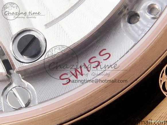 0121 Modern De Ville Date RG MKF 1:1 Best Edition White Textured Dial Roman Marker on Brown Leather Strap A 7752